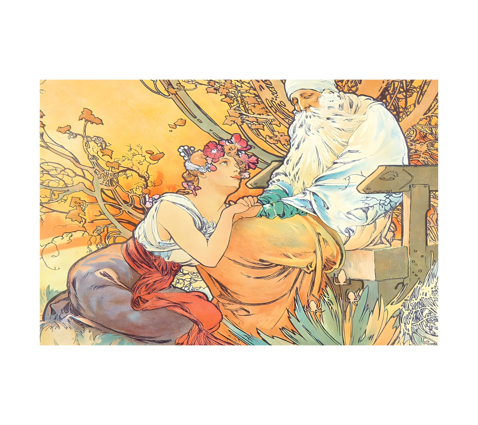 1899 ALPHONSE MUCHA -Ages of Man Calendar - Imp. F. Champenois, Paris 