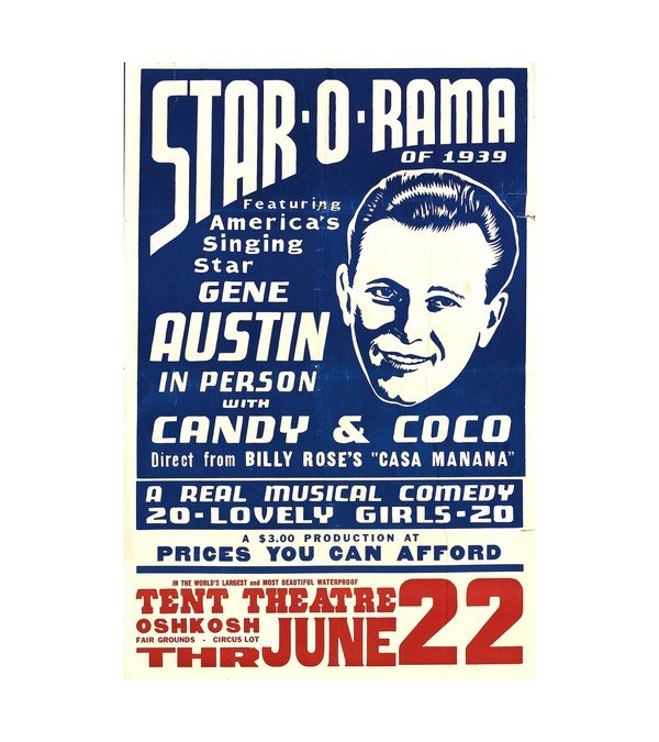 1939 Gene Austin Live Performance Poster (Unknown) 