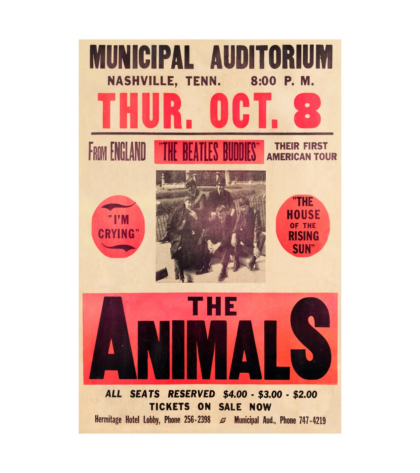 1964 The Animals The Beatles' Buddies Nashville, TN 
