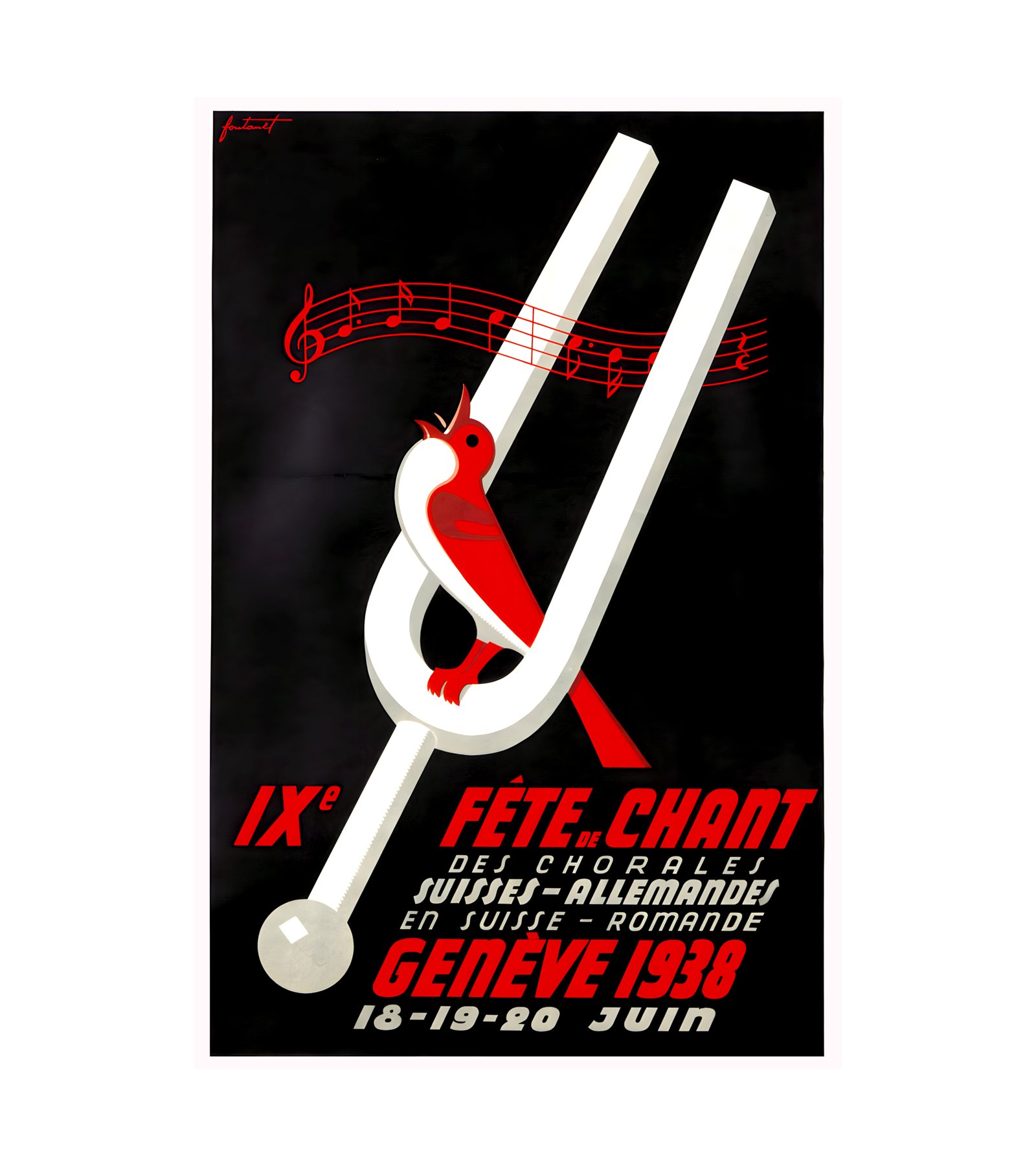 1938 IXe Fete de Chant Affiches Sonor, Geneve 1938 