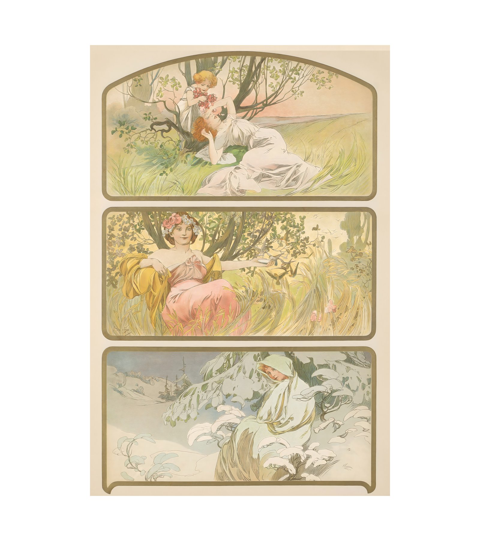 1896 ALPHONSE MUCHA (1860-1939) The Seasons - Imp. F. Champenois, Paris 