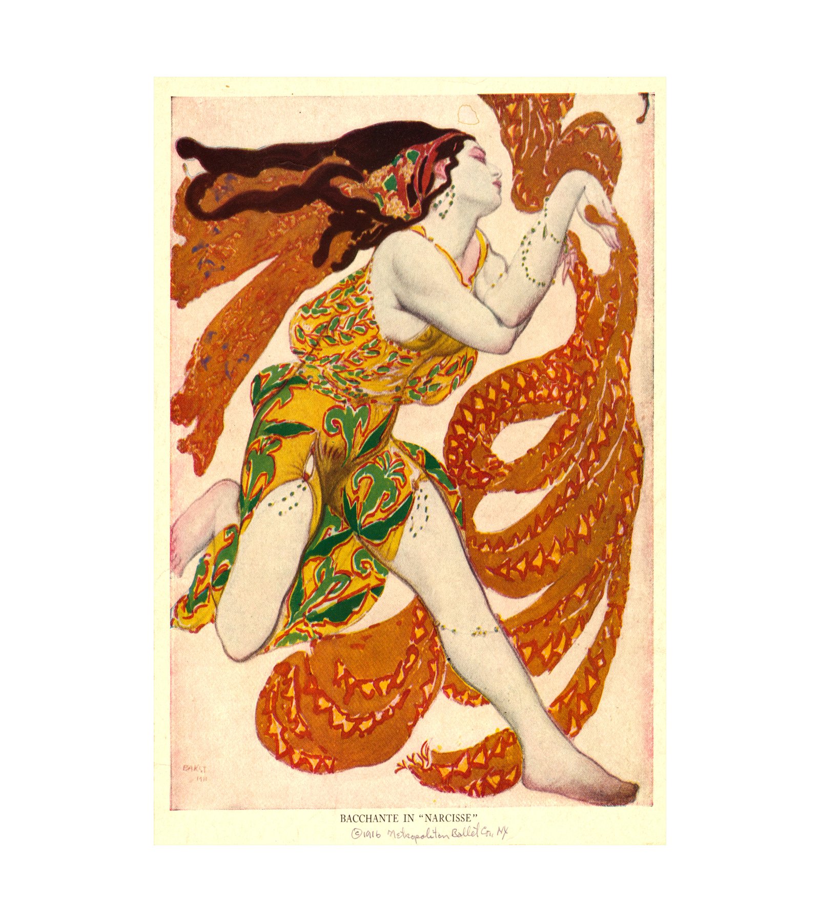 1911 Bacchante in ‘Narcisse’ Leon Bakst (Russian, 1866-1924)
