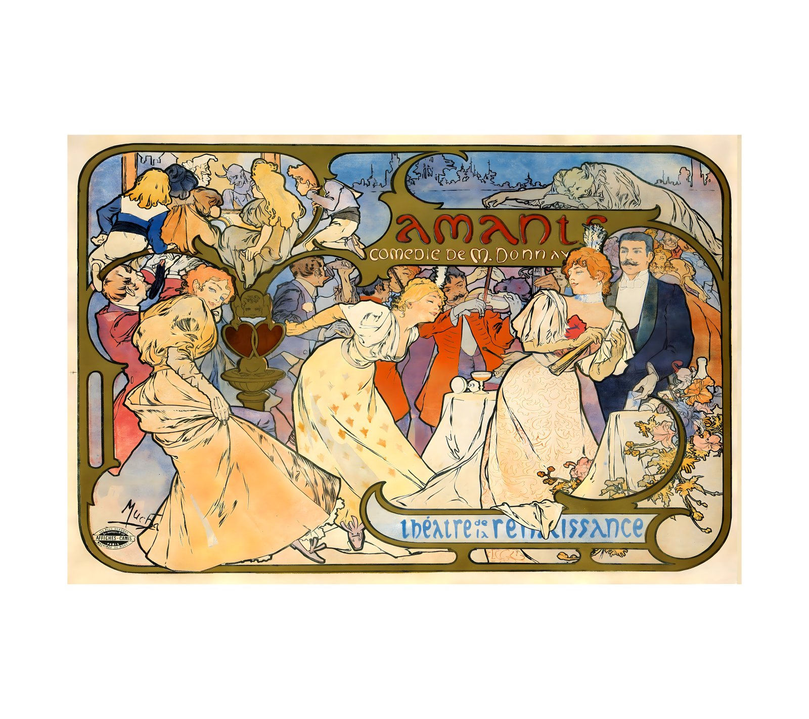 1895 ALPHONSE MUCHA (1860-1939) Amants Affiches Camis, Paris 
