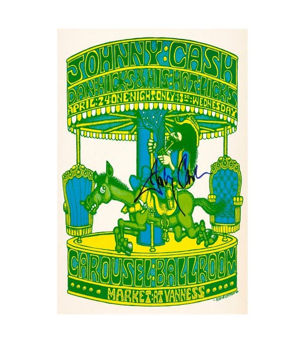 1968 Johnny Cash Signed - Carousel Ballroom, San Francisco 