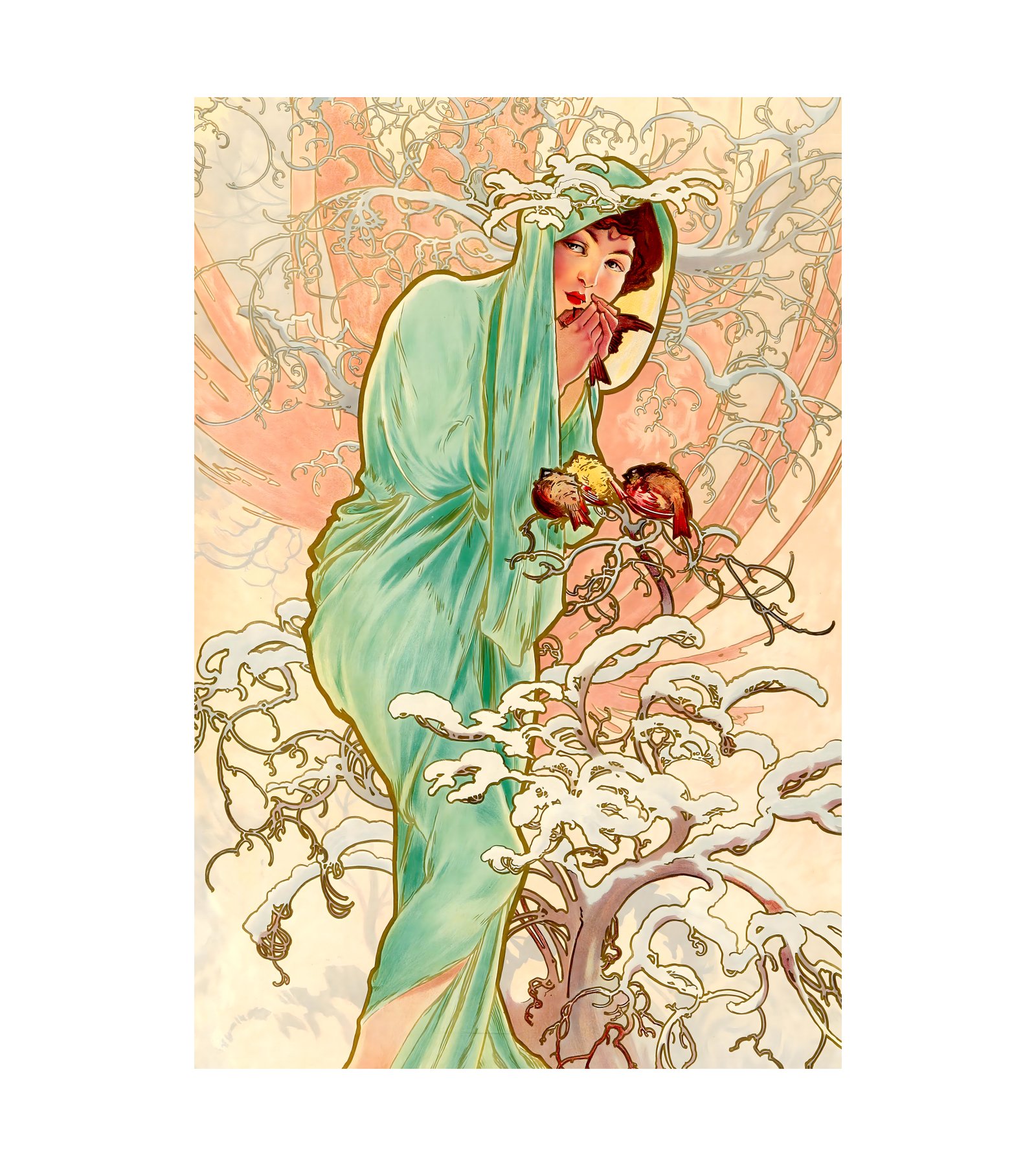 1896 ALPHONSE MUCHA (1860-1939) The Seasons (Winter) - Imp. F. Champenois, Paris 