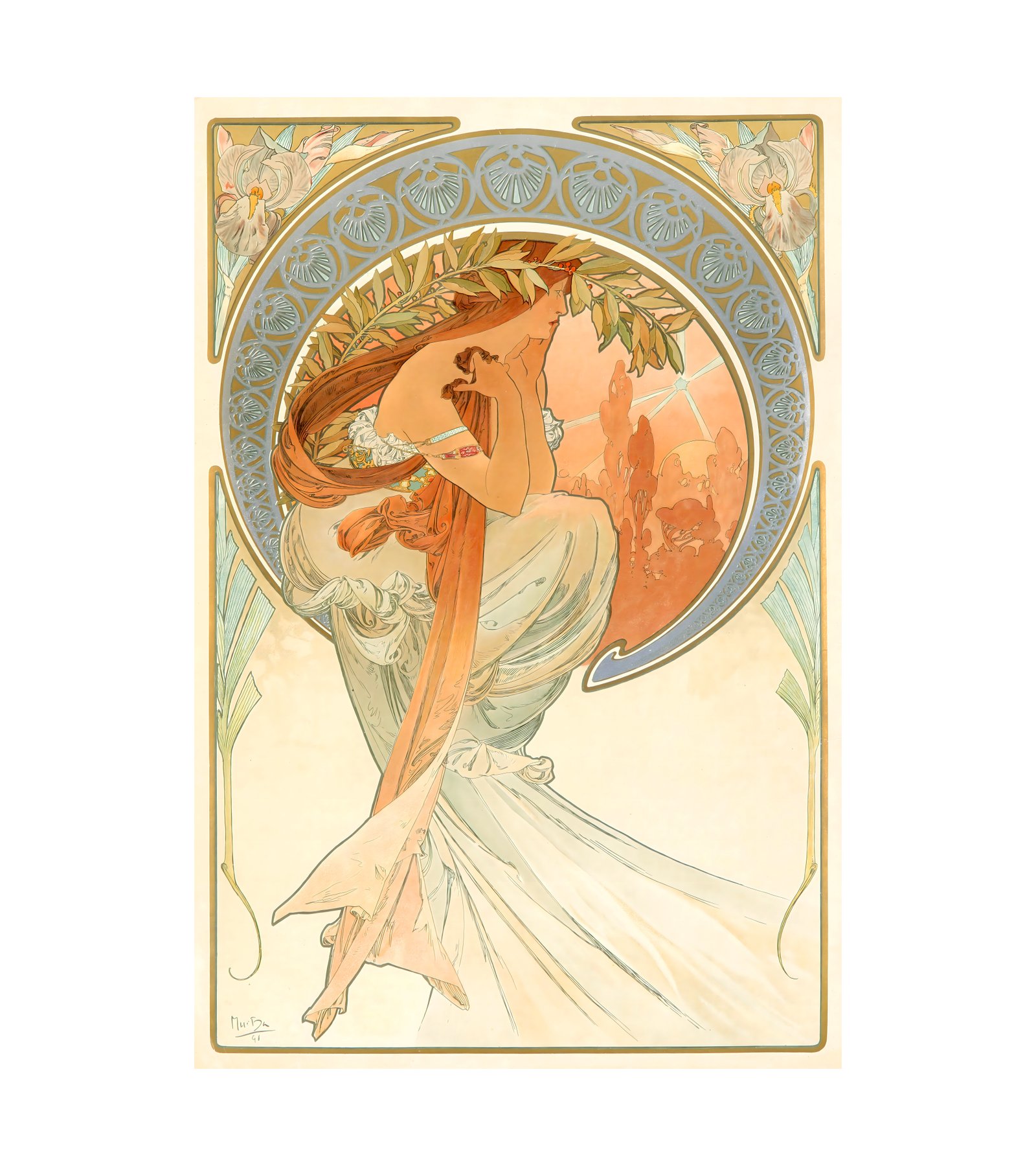 1898 ALPHONSE MUCHA (1860-1939) The Arts - Poetry - Imp. F. Champenois, Paris 