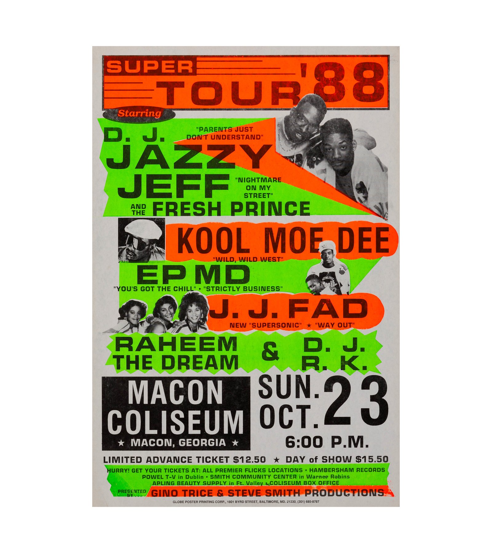  1988 Will Smith, DJ Jazzy Jeff and the Fresh Prince, Kool Moe Dee, EPMD Macon, GA 