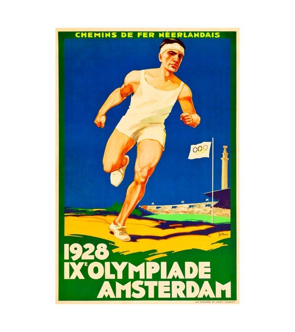 1928 Olympics IX in Amsterdam Poster (1928) Dutch Railways Chemins de Fer Neerlandais 