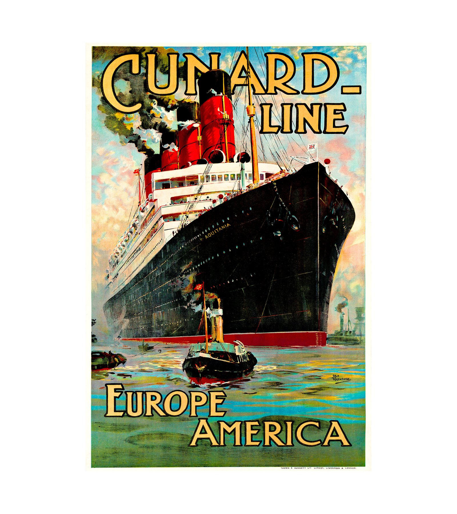 1914 CUNARD - LINE - EUROPE AMERICA - AQUITANIA 