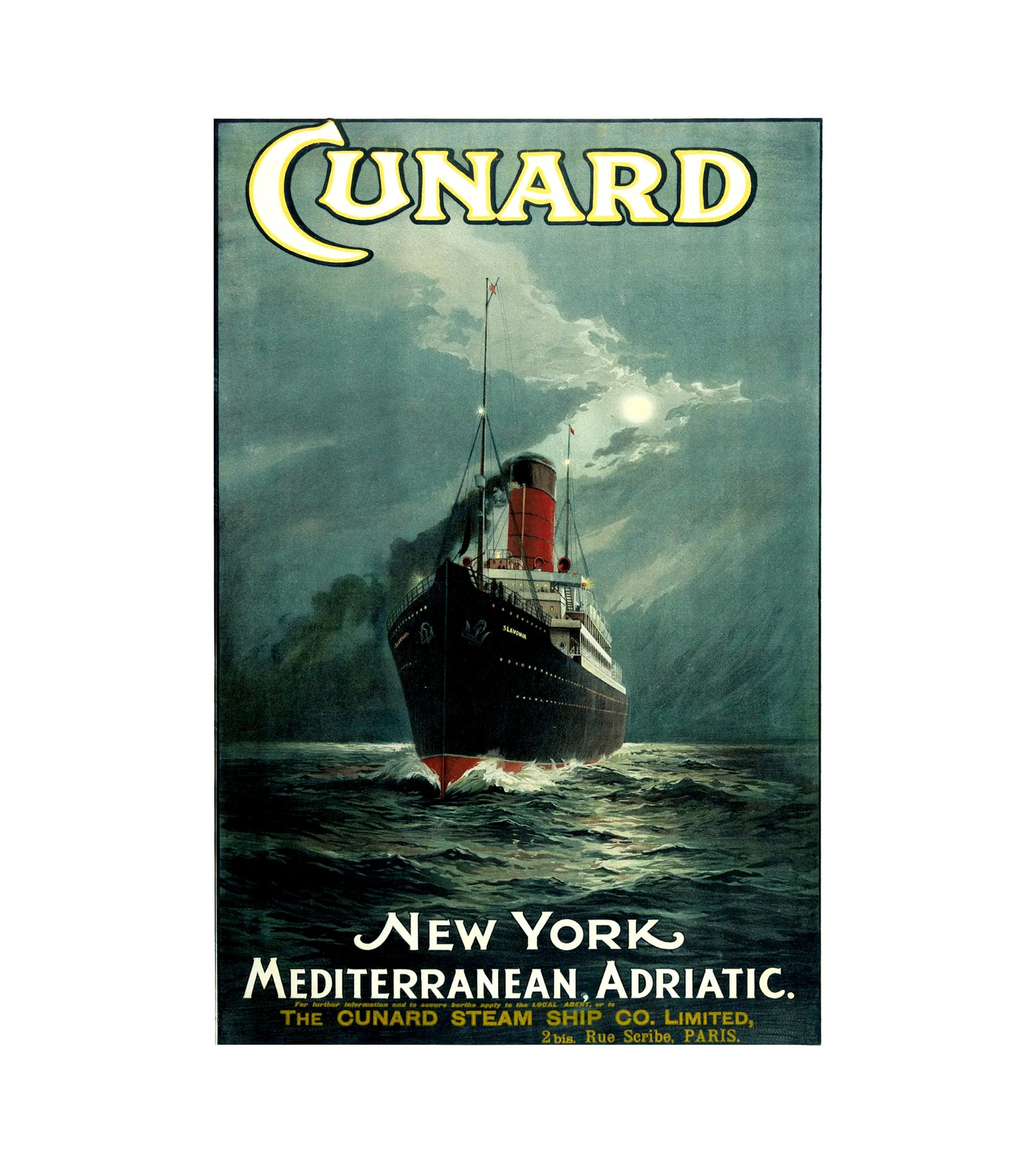 1905 CUNARD SLAVONIA - NEW YORK MEDITERRANEAN 